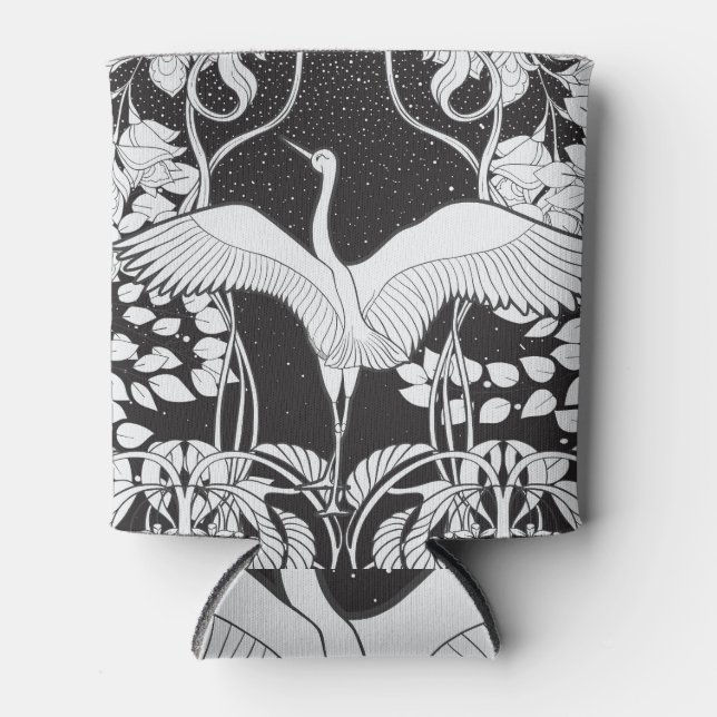 Jugendstil: Blumenvogel-Illustration Dosenkühler (Vorderseite)