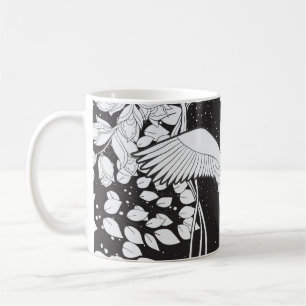 Jugendstil: Blumenvogel-Illustration Kaffeetasse