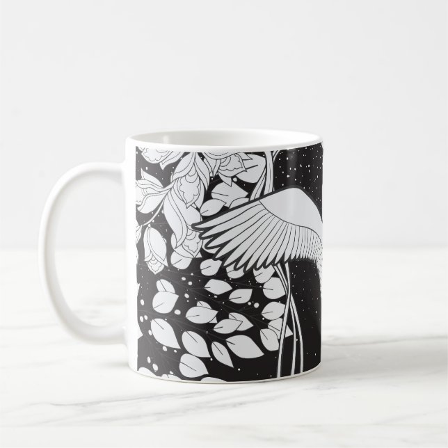 Jugendstil: Blumenvogel-Illustration Kaffeetasse (Links)
