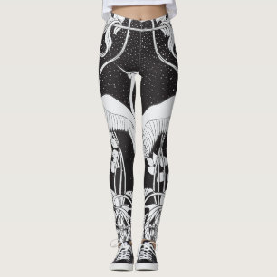 Jugendstil: Blumenvogel-Illustration Leggings