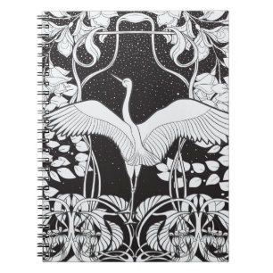 Jugendstil: Blumenvogel-Illustration Notizblock