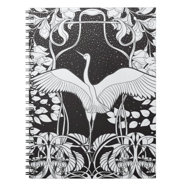 Jugendstil: Blumenvogel-Illustration Notizblock (Vorderseite)