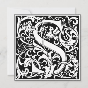 Jugendstil Blumige Alphabet-Monogramm Buchstabe S Einladung