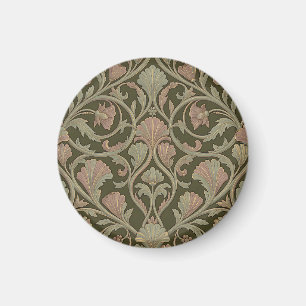 Jugendstil Blumiges Muster Dunkelgrün Rosa Vintage Magnet