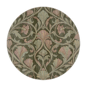Jugendstil Blumiges Muster Dunkelgrün Rosa Vintage Schneidebrett