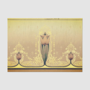 Jugendstil-Blütentuppchen pink und goldfarben eleg Seidenpapier