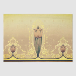 Jugendstil-Blütentuppchen pink und goldfarben eleg Seidenpapier