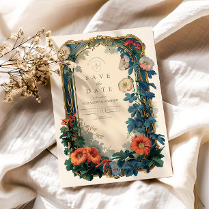 Jugendstil Botanische Hochzeit – Eleganter Rahmen Save The Date