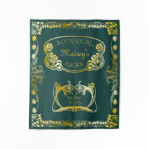 Jugendstil-Buchcover Botanische Motive Gold Green