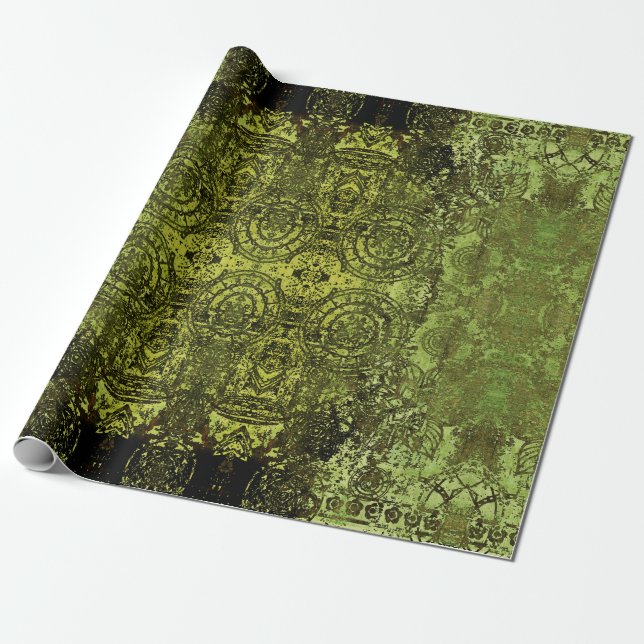Jugendstil-buntes, dekoratives Vintages Muster in Geschenkpapier (Ungerollt)