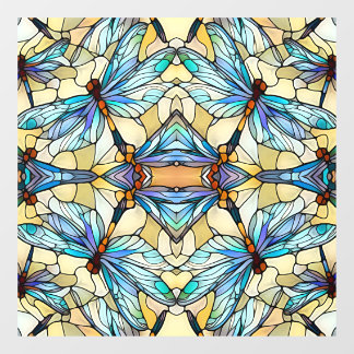 Jugendstil Buntes Libellen-Falsches Buntglas Fensteraufkleber