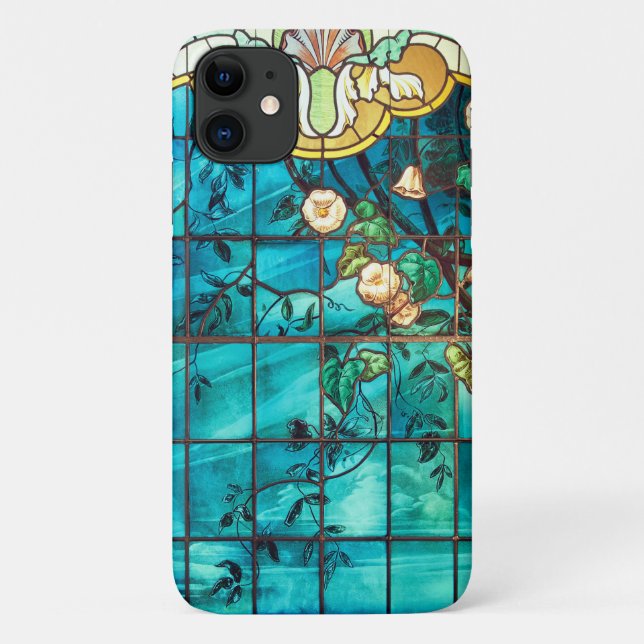 Jugendstil-Buntglas aussehen floral Viktorianisch Case-Mate iPhone Hülle (Rückseite)