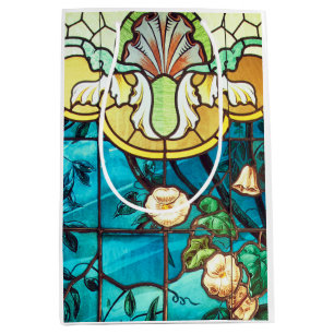 Jugendstil-Buntglas aussehen floral Viktorianisch Mittlere Geschenktüte
