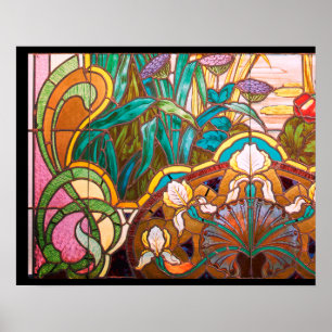 Jugendstil-Buntglas floral Poster