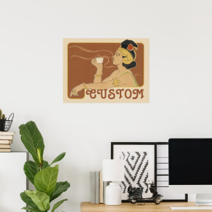 Jugendstil Café Rajah, Dame mit Kaffee Poster