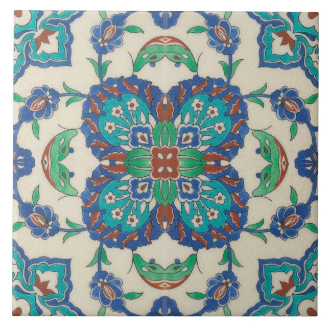 Jugendstil-China Blumenmuster Reproduktion Fliese (Vorderseite)