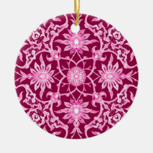 Jugendstil-Chinesische Fliese - Burgunderwein Keramikornament