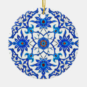 Jugendstil-Chinesische Fliese - Kobaltblau und Wei Keramik Ornament