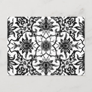 Jugendstil chinesisches Muster - Schwarz und Weiß Postkarte