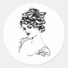 Jugendstil-Dame 1917 Kunst Runder Aufkleber