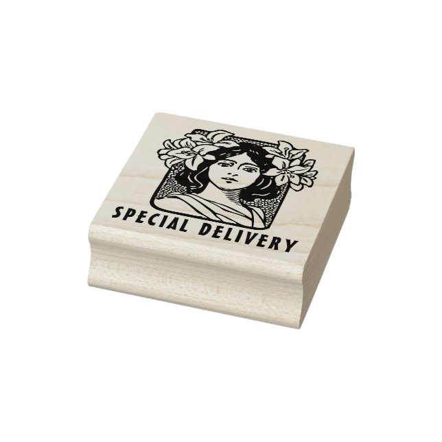 Jugendstil-Dame mit Blume Gummistempel (Stempel)