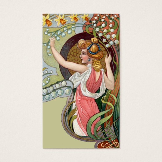 Jugendstil-Dame mit Lily of the Valley (Vorderseite)