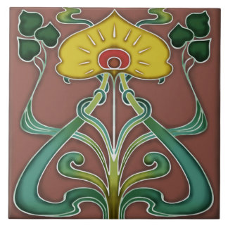 Jugendstil-Dekorationskamin im Tile-Art-Stil Fliese