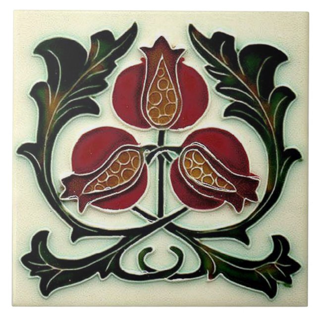 Jugendstil-Dekorationskamin im Tile-Art-Stil Fliese (Vorderseite)