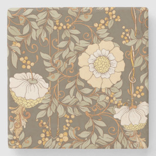 Jugendstil: Dekorative Blumen Vintage. Steinuntersetzer
