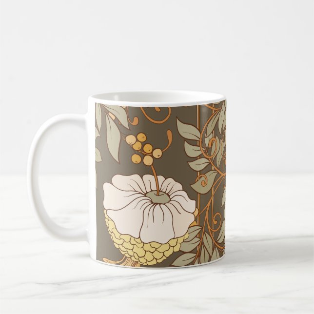 Jugendstil: Dekorative florale Vintag. Kaffeetasse (Links)