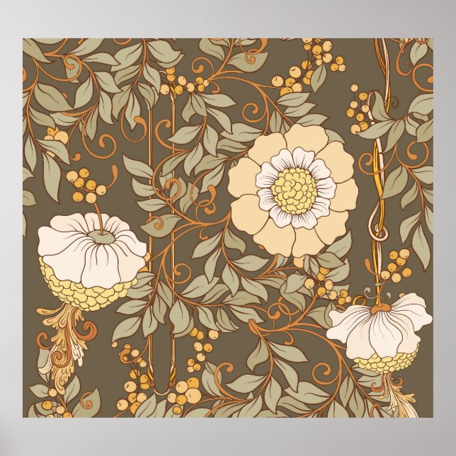 Jugendstil: Dekorative florale Vintag. Poster (Vorne)
