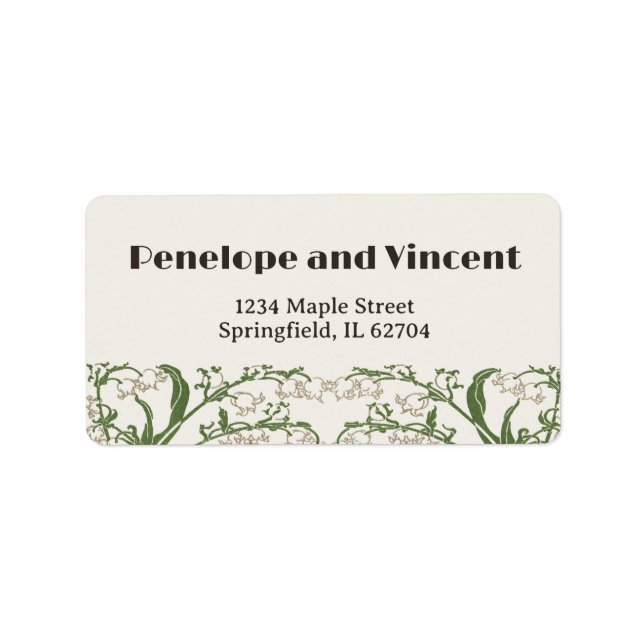 Jugendstil Delikatessen Hochzeit Adressaufkleber (Vorne)