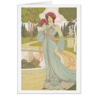 Jugendstil-Design - Mädchen mit Rosen