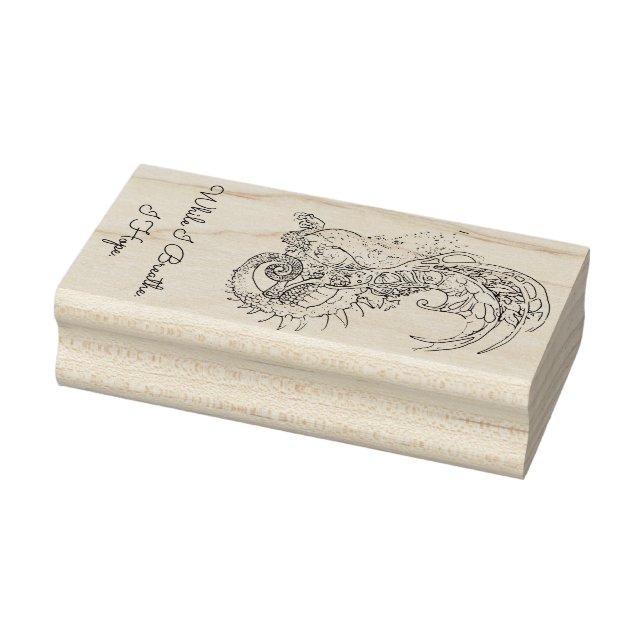 Jugendstil-Drache mit lateinischem Motto Gummistempel (Stempel)