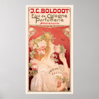 Jugendstil-Duftwerbung mit Rose Poster