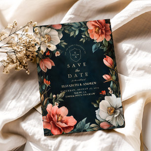 Jugendstil Dunkle Blumenmuster Save The Date