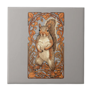 Jugendstil Eichhörnchen - lustiger Eichhörnchenlie Fliese