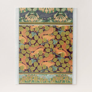 Jugendstil Eichhörnchen Vogel Blumen Herbst Textil