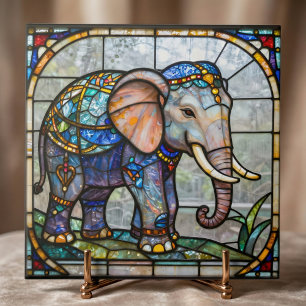 Jugendstil-Elefanten-Faux-Buntglas-Mosaik-Kunst Fliese