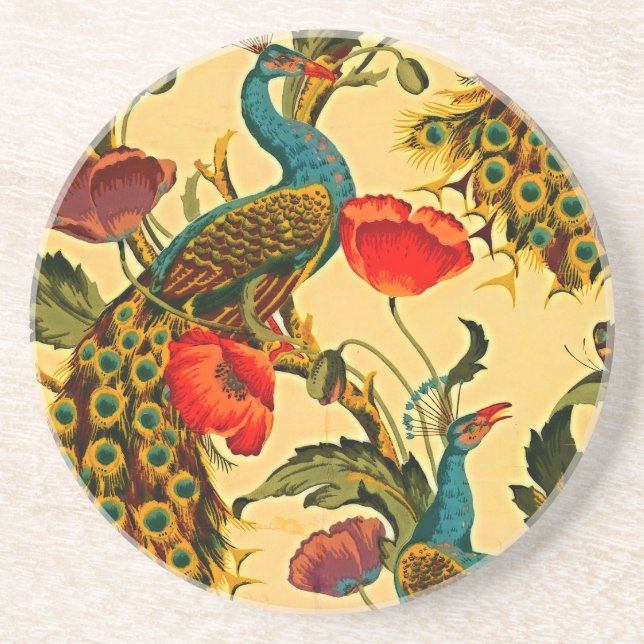 Jugendstil-Elegance: Sidewall, The Peacock, 1896 Getränkeuntersetzer (Vorne)