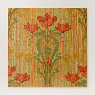Jugendstil elegante Blume mit Blumenmohn viktorian