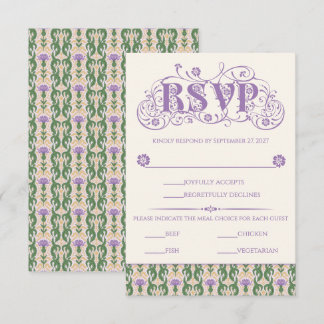 Jugendstil Elegante Distel Hellgelb RSVP Karte