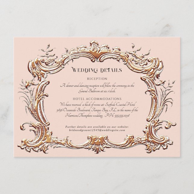 Jugendstil Elegante Hochzeiten Details Rosa und Go Begleitkarte (Vorderseite)