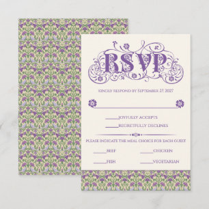 Jugendstil Elegante Liebesvögel Hellgelb RSVP Karte