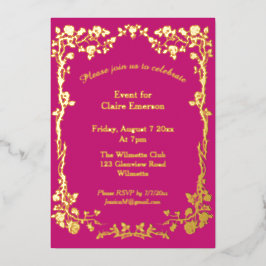 Jugendstil Elegante Rose Gilded Celebration Folieneinladung