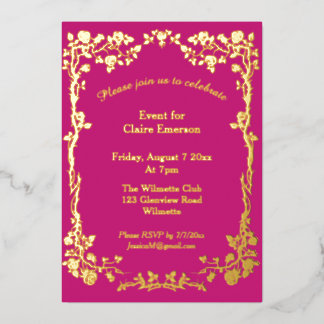 Jugendstil Elegante Rose Gilded Celebration Folieneinladung
