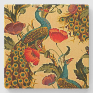 Jugendstil-Eleganz: Seitenwand, Der Pfau, 1896 Steinuntersetzer