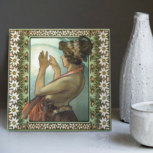 Jugendstil Étoile Polaire Mucha Edelweiß Dekor Fliese