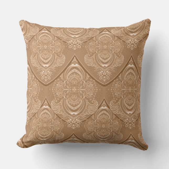Jugendstil-Feder-Muster in Hellorange Kissen (Vorderseite)