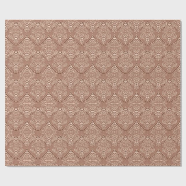 Jugendstil-Feder-Muster in Orange Geschenkpapier (Flach)